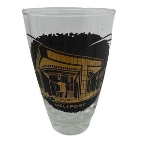 Vintage 1964-1965 World's Fair Heliport Atomic Barware Tumbler Souvenir Glass